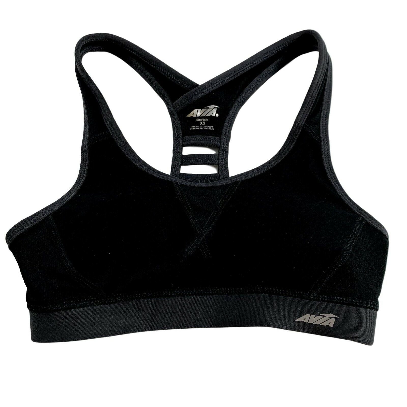 Primary image for Avia Womens Sports Bra Size XS Black Strappy Razorback Lightly Padded