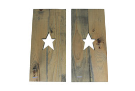 Set of 2 Rustic Cutout Star Decorative Wood Panel Wall Hangings 24 inch - £21.02 GBP