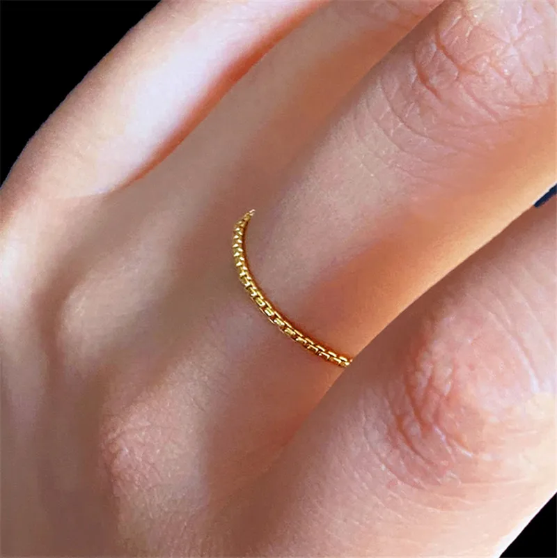 14K Gold Filled Box Chain Ring Knuckle Ring Minimalism Gold Jewelry Anillos Muje - £24.39 GBP