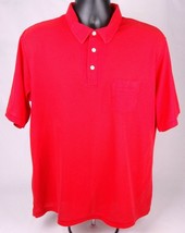 Vtg Mens Red Golf Shirt XXL Cotton-Hartwell-Front Pocket-Single Stitch-M... - $25.23
