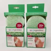 Spongeables Anti Cellulite Body Wash in Sponge Fresh Aloe Scent 4 oz. 2 Packs - £11.90 GBP