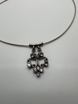 Vintage Sterling Silver Handmade Amethyst Pendant Necklace 22&quot; - £23.36 GBP
