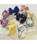 Vintage lot handcrafted  crochet baby booties - $21.73