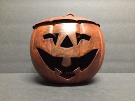 Halloween Pumpkin Shaped Primitive Metal Votive Candle Container Decoration - £19.73 GBP