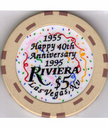 RIVIERA Las Vegas $5 1995  Happy 40th Anniversary Casino Chip - $27.27 CAD