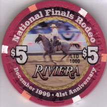 December 1999 Natl Finals Rodeo Ltd 1000 Riviera Hotel Casino Chip - £15.89 GBP