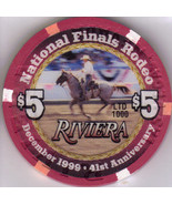 December 1999 Natl Finals Rodeo Ltd 1000 Riviera Hotel Casino Chip - $27.27 CAD