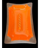 Ashtray USA Vintage Retro 60s Ceramic Orange Faux Wood Valet Decor Mancave - £28.96 GBP