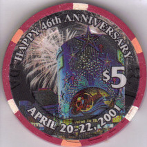 2001 46th Birthday Anniversary Riviera Hotel $5 Ltd 746 Edition Casino Chip - $19.95