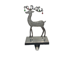 Vintage Ornate Reindeer Christmas Stocking Self Sitter Hanger Rhinestones - $28.46