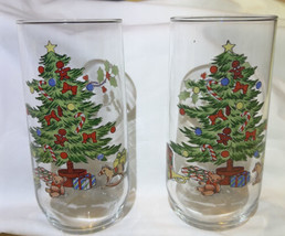 Holiday Hostess 14oz Tumbler Christmas Tree Glass Replacement By Tienshan #2 Set - $9.49