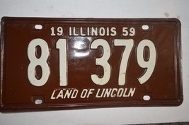 Illinois  1959  License Plates  Heavy metal PAIR  81 379 - $204.41 MXN