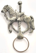 Carousel Horse Pewter Lapel Pin Glasses Holder Ring Merry-Go-Round Eques... - $13.99