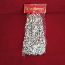 Garland Silver Beads Holiday Decoration Sealed Vintage Stock The Trim Shoppe 9ft - £15.25 GBP