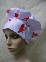 White Red Crawfish Fabric Chef Costume Hat Culinary Lobster Festival Boi... - $187.53 MXN