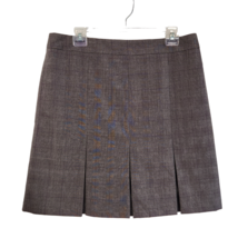 Ann Taylor LOFT Pleated Skirt 12P Petite Lined Gray Plaid Knee Length Career - £16.87 GBP