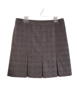 Ann Taylor LOFT Pleated Skirt 12P Petite Lined Gray Plaid Knee Length Ca... - £16.91 GBP