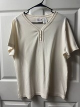 Bobbie Brooks Short Sleeved Knit Top Womens  Size Large Cream Career Blouse - $13.74