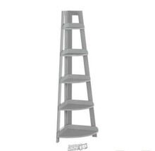 Amery 5-Tier Narrow Corner Ladder Shelf Grey MDF Construction 20"Lx14.6"Dx54"H - £136.68 GBP