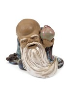 Chinese Porcelain Pottery Shou Lao God of Longevity Unique Figurine Vintage - $38.79