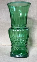 Vintage A L Randall Heavyweight Finger Thumbprint Flared Green Glass Vase MCM - £9.67 GBP