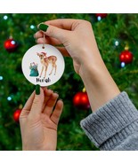 Custom Christmas deer ornament, Personalized cute kids reindeer woodland... - £29.08 GBP