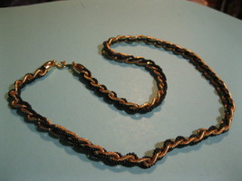 TRIFARI Gold-Tone Link Chain and Black Seed Beads NECKLACE - 24 inches long - £35.39 GBP
