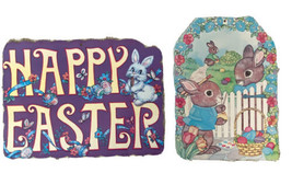 Lot of 2 Vintage Easter Decorations Bunny Eggs Die Cuts Printed USA - $19.77