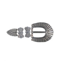 5/8&quot; Taxco Sterling hand chiseled rocker engraved ranger belt buckle set - £193.93 GBP