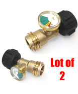 Lot 2 Propane Tank Brass Adapter w/ Pressure Meter Gauge for LP Gas Gril... - $26.17