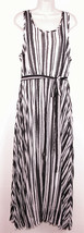 Lane Bryant Womens Striped Maxi Dress 18 Sleeveless Tank Belted Black White New - $42.82