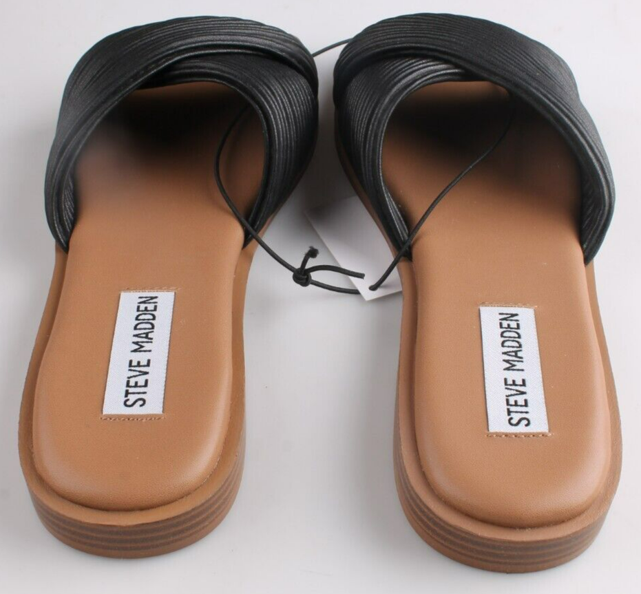 Steve Madden Damen Größe 6 Limitt Strukturiert Slide Sandle Schwarz Neu IN Kiste Item image 2
