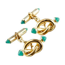 14k Gold Plated Krementz Vintage Jade Cufflinks Gorgeous Gift - £385.82 GBP