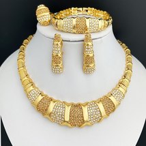 Italy New Design Ladies Gold Color Jewelry Bamboo Knots Shape Necklace Ring Brac - £55.02 GBP