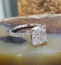 Classic 2.60Ct Cushion Cut Diamond Engagement Ring Solid 14k White Gold Size 6 - £177.91 GBP