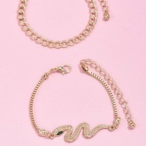 Punk Indian Chunky Chain Snake Bracelet Bangle Set for Women Gold Color Serpent  - £9.56 GBP