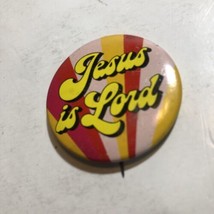 Vintage Jesus Is Lord Button Pin 1974 1.5 Inch Original Authentic All Metal - £5.38 GBP