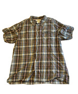 Columbia Shirt Men L Button Up Gray Blue Red Plaid Short Sleeve Collared... - $16.00 CAD