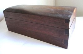 Antique Shaker Wood Box Velvet Lined Brass Hinged Dovetail Corners Domed Lid - £98.88 GBP