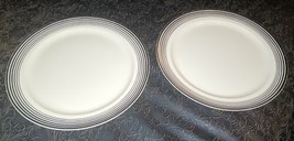 2 ART DECO  TAYLOR SMITH TAYLOR  10 Inch Dinner plates PLATINUM Rings  - $18.99
