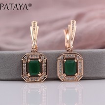 New Rose Gold Colors Dangle Earrings For Women Square Natural Zircon Long Earrin - £15.79 GBP