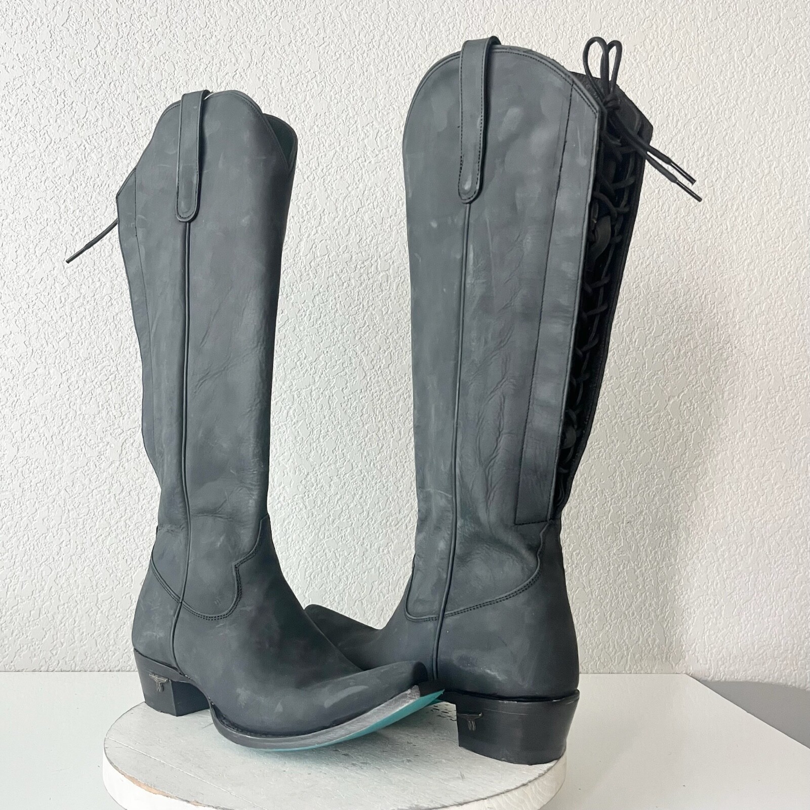 Lane OLIVIA JANE Knee High Womens Cowboy Boots 8 Black Western Cowgirl L... - $321.75