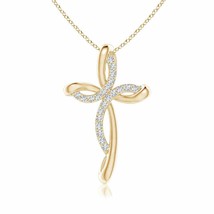 Authenticity Guarantee 
ANGARA Natural Diamond Ribbon Cross Pendant Necklace ... - £716.79 GBP