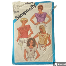 1984 Simplicity 6409 Misses Pullover Top 10 - 12 80s Cut Work Cap Sleeves - $9.87