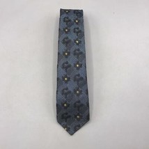 Vintage Skinny Yellow &amp; Blue Tie Necktie 1-3/4&quot; 1950&#39;s 1960&#39;s Rockabilly - £47.37 GBP