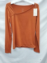 A New Day Women's Small Rust/Orange Long Sleeve Asymmetrical Top image 3
