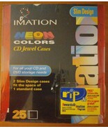 Imation 25 Pack CD / DVD Cases Slim Line Neon Colors Storage New, Sealed - $33.76 CAD
