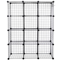 12-Cube Storage Shelf Wire Cube Storage Organizer Diy Closet Cabinet Bookshelf - £55.14 GBP