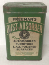 1923 FREEMAN&#39;S Dust Absorber Cloth &amp; Original Painted Tin Antique Empty ... - £11.30 GBP