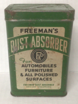 1923 FREEMAN&#39;S Dust Absorber Cloth &amp; Original Painted Tin Antique Empty 940A - £10.86 GBP